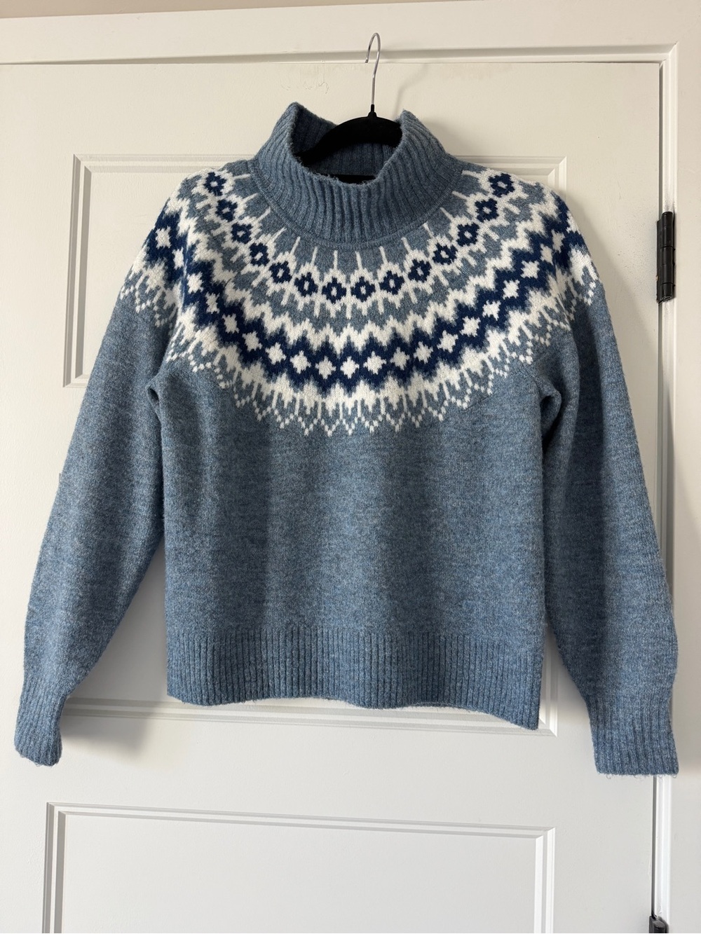 GAP Blue Fair Isle Mock Neck Sweater